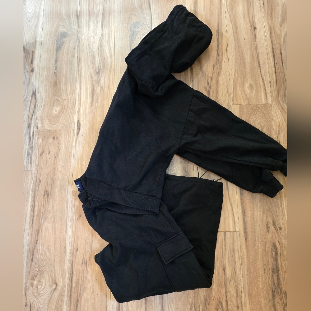GAP Black Soft Oversized Hooded Sweatshirt & Pants Matching Set Coordinating